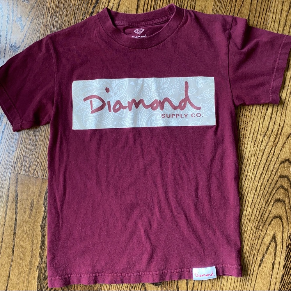 Like New Diamond Supply Co Men's OG Script Paisley Box Graphic Magenta S